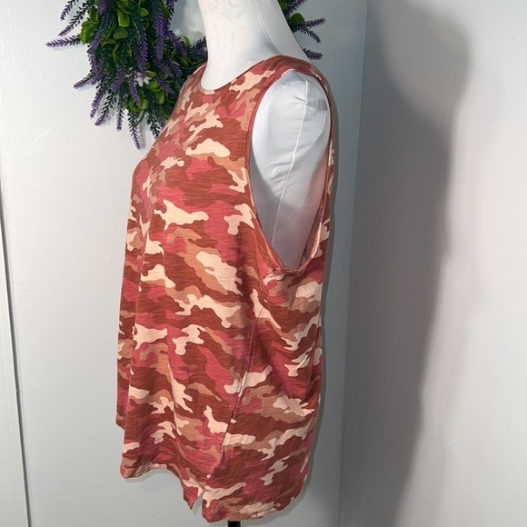 Old Navy, L, pink tan brown camo print tank top 100%Cotton Costal Cowgirl Y2K - Picture 3 of 6